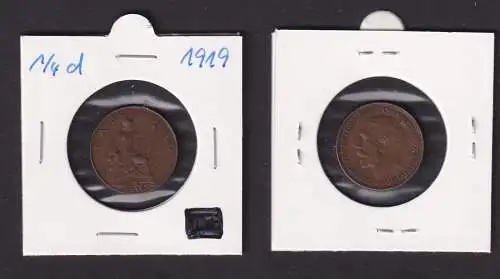 1 Farthing Kupfer Münze Großbritannien 1919 Georg V. (167106)