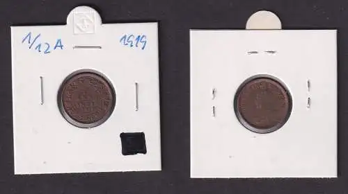 1/12 Anna Kupfer Münze Indien 1919 Georg V. (169609)