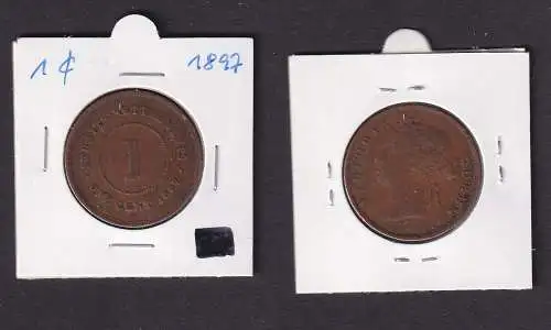 1 Cent Kupfer Münze Straits Settlements 1897 Victoria (160045)