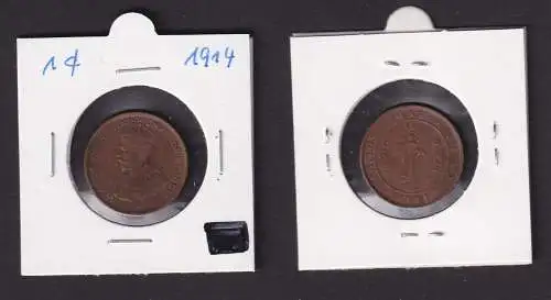 1 Cent Kupfer Münze Ceylon Sri Lanka 1914 Georg V. (161109)