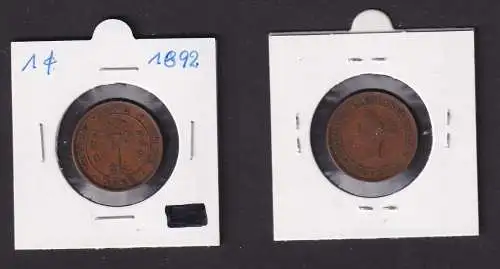 1 Cent Kupfer Münze Ceylon Sri Lanka 1892 Victoria (166422)