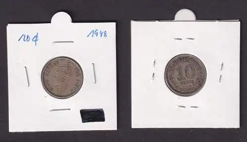 10 Cents Silber Münze Straits Settlements 1948 Georg V. (166367)