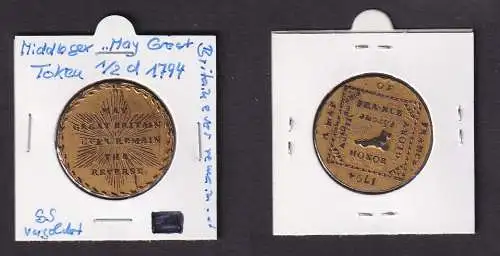 1794 Großbritannien 1/2 Penny Token Middlesex - Map of France Satire (153115)