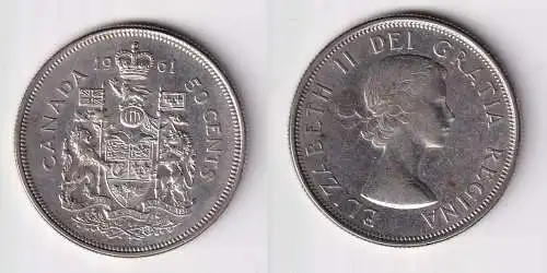 50 Cents Silber Münze Kanada 1961 f.vz (169660)