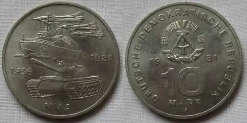 DDR Gedenk Münze 10 Mark 25 Jahre Nationale Volksarmee NVA 1981 (143787)