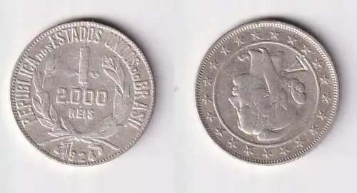 2000 Reis Silber Münze Brasilien 1924 ss (169665)