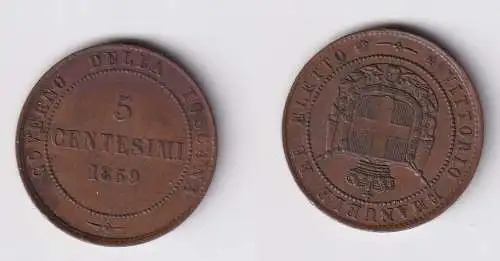 5 Centesimi Kupfer Münze Gouvernement Toscana Italien 1859 ss+ (169991)