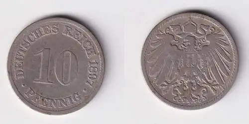 10 Pfennig Kupfer Nickel Münze Deutsches Reich 1897 G Jäger 13 f.ss (169541)