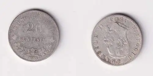 20 Centesimi Silber Münze Italien Vittorio Emanuele II. 1863 s (169407)