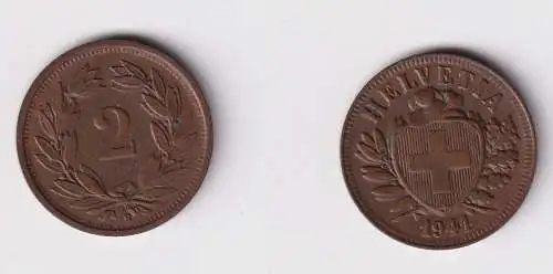 2 Rappen Kupfer Münze Schweiz 1941 B ss+ (169623)