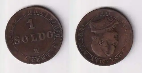 1 Soldo Kupfer Münze Vatikan Pius IX. 1867 f.ss (169382)