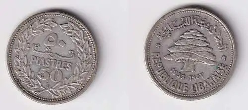 50 Piaster Silber Münze Libanon 1952 ss (169383)