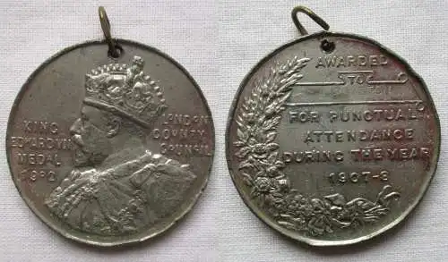 1907-08 London County Council Issued School Attendance Medal  (166344)