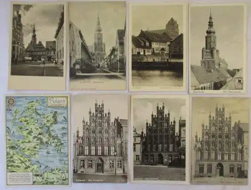 907808 /8 Ak Greifswald Fischmarkt Giebelhäuser Kirche um 1900 bis 1960