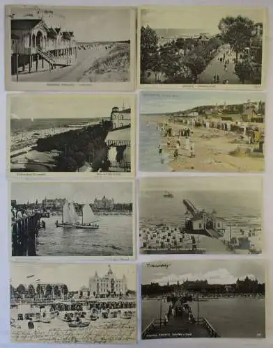 32164 /8 Ak Ostseebad Zinnowitz Strand Seebrücke Promenade um 1920