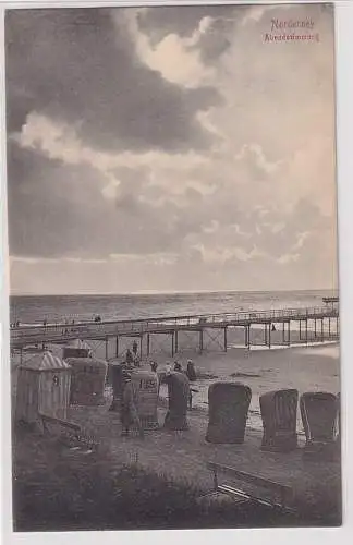 69942 Ak Norderney Abendstimmung am Strand mit Strandkörben 1911