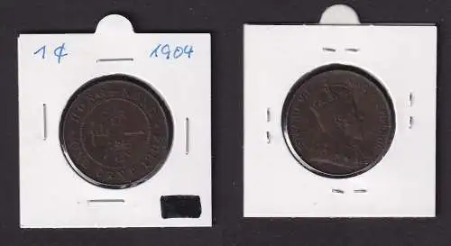 1 Cent Kupfer Münze Hongkong Edward VII 1904 ss (169547)