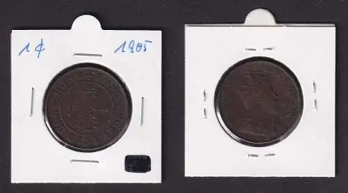 1 Cent Kupfer Münze Hongkong Edward VII 1905 ss (169680)