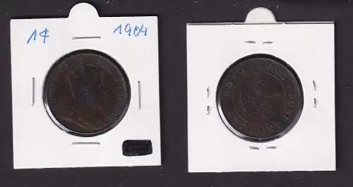 1 Cent Kupfer Münze Hongkong Edward VII 1904 ss (169590)
