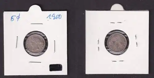 5 Cent Silber Münze Hongkong Victoria 1900 f.ss (169597)