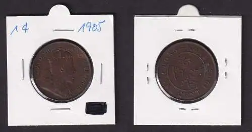 1 Cent Kupfer Münze Hongkong Edward VII 1905 ss (169522)