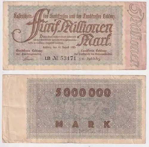 50 Millionen Mark Banknote Inflation Stadtkreis Coblenz 15.8.1923 (169408)