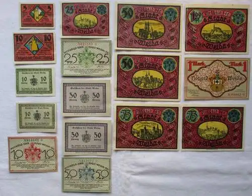 16 Banknoten Notgeld der Stadt Weida um 1921 (132394)