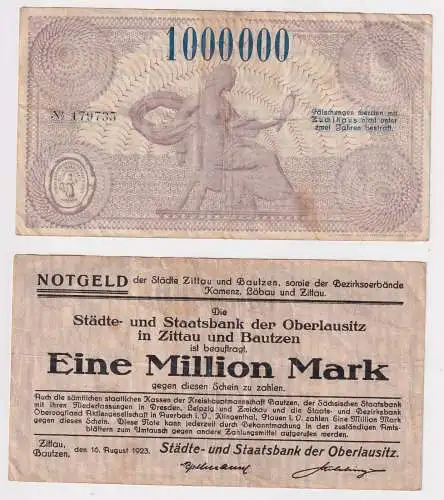 Banknote Inflation 1 Million Mark Zittau Bautzen 1923 (158517)