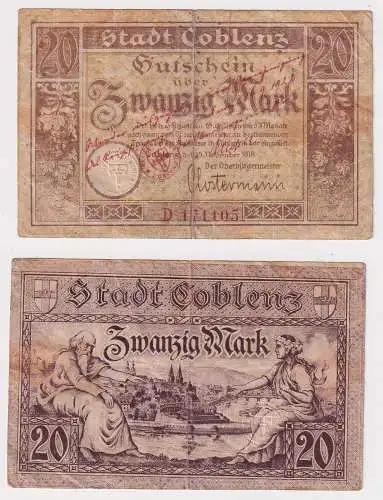 20 Mark Banknote Großnotgeld Stadt Coblenz 15.November 1918 (169940)