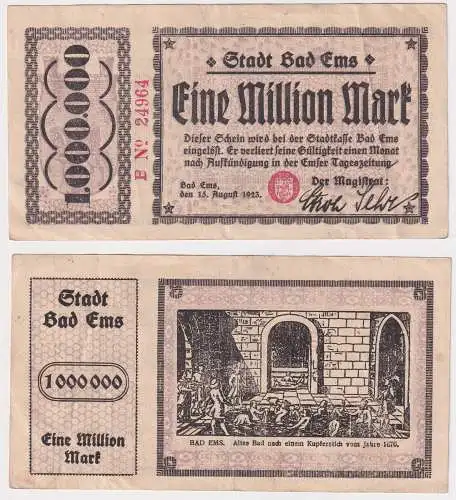 1 Million Mark Banknote Inflation Stadt Bad Ems 15.September 1923 (169484)