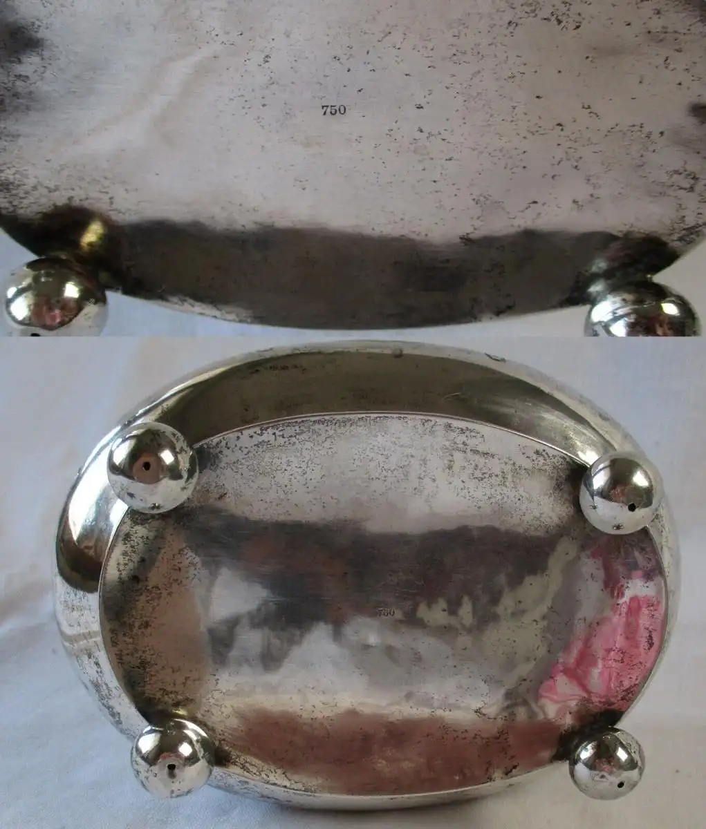 antike 750er Silber Schatulle Zuckerdose Jugendstil mit Rose um 1920 (102666) 3