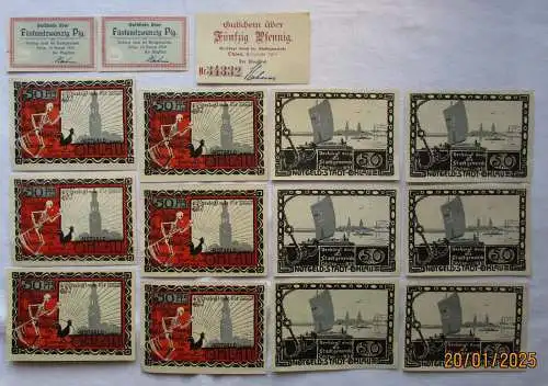 15 Banknoten Notgeld Stadt Ohlau in Schlesien 1918-1921 (126276)