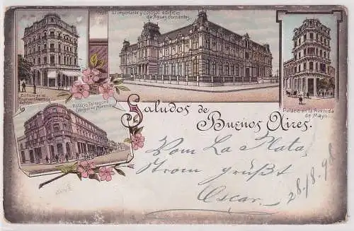 00319 Ak Lithografie Saludos de Buenos Aires 1898