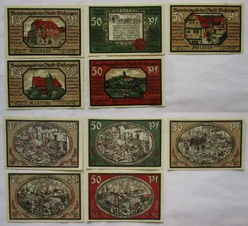 5 Banknoten Brand-Notgeld Stadt Wasungen 1921 kassenfrisch (169572)