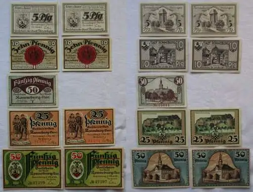 9 Banknoten Notgeld der Stadt Ronneburg 1921 (168652)