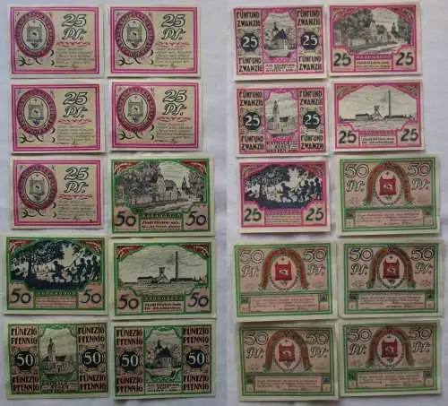 5x 25 & 50 Pfennig Banknoten Notgeld Stadt Güsten 1921 (169004)