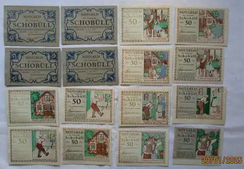 16 Banknoten Notgeld Gemeinde Schobüll o.D. (1921) (167274)