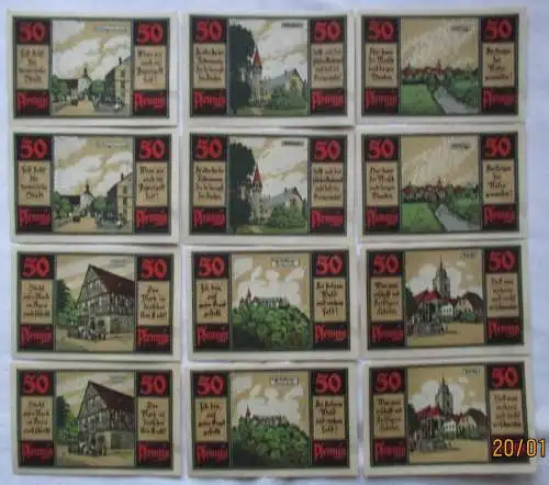 12 Banknoten Notgeld Stadt Heldburg 1921 (169163)