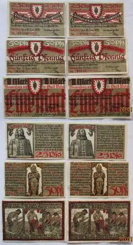 2 x 25, 50, 100 Pfennig Banknoten Notgeld Stadt Wedel 10.6.1921 (165976)