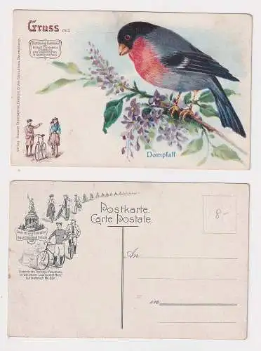 62090 Reklame Ak Stukenbrok Fahrräder Einbeck mit Motiv Dompfaff um 1910