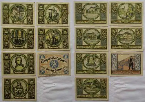 7 x 50 Pfennig Banknoten Notgeld Stadt Rudolstadt (169482)
