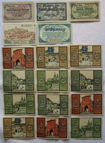 17 Banknoten Notgeld Stadt Glatz Klodzko o.D. 1918-1921 (165408)