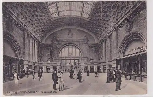 17273 Ak Leipzig Hauptbahnhof Eingangshalle 1916