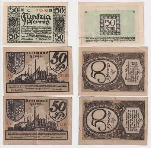 3 Banknoten Notgeld Dortmund und Hörde 1918-1919 (168599)