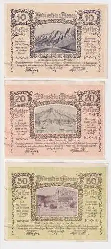 3 Banknoten 10, 20, 50 Heller Notgeld Gemeinde Dürnnstein a. Donau 1920 (168667)