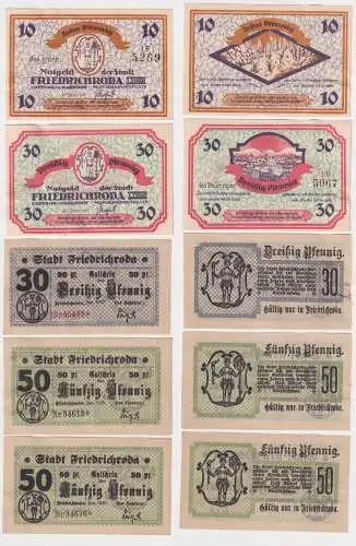 5 Banknoten Notgeld Stadt Friedrichroda um 1920 (169092)
