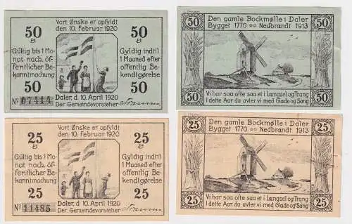 2 Banknoten Notgeld Gemeinde Daler in Dänemark 1920 (168593)