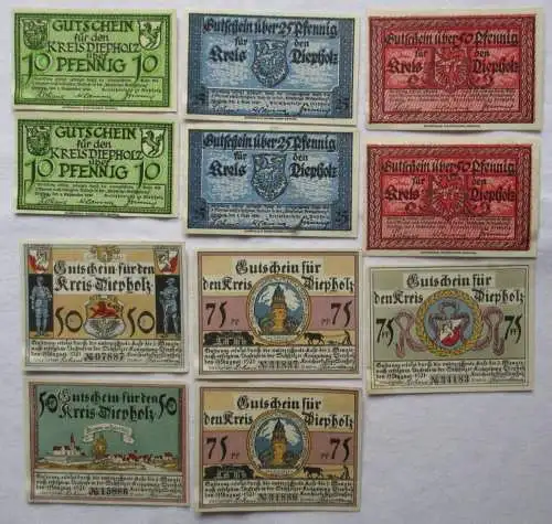 11 Banknoten Notgeld Kreis Diepholz 1921 (157175)