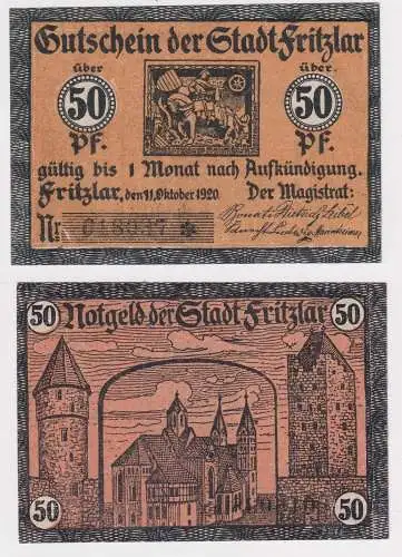 50 Pfennig Banknote Notgeld Stadt Fritzlar 11.10.1920 (168637)