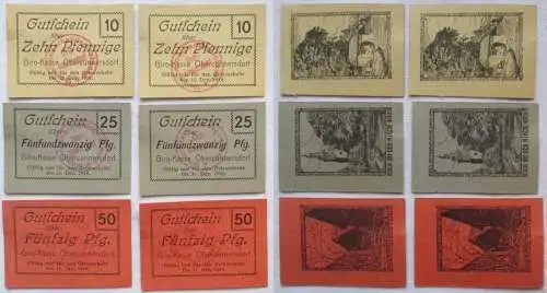 6 Banknoten Notgeld Giro Kasse der Gemeinde Obercunnersdorf o.D.-1919 (168686)